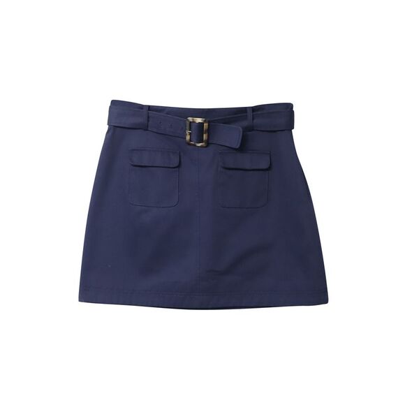 Alexa Chung Patch Pocket Mini Skirt in Navy Blue Cotton